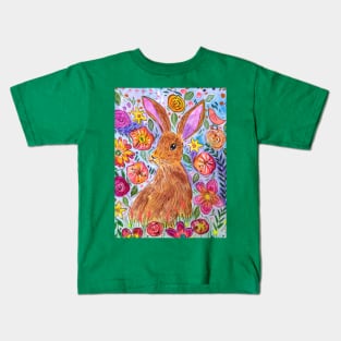 Hare among Flowers Kids T-Shirt